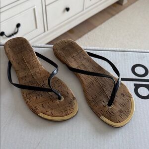 Dolce Vita Black and Gold Cork Sandals